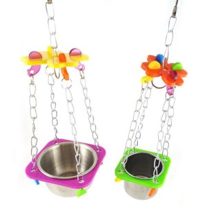 Birds |   Fashion Interesting Parrot Bird Food Water Bowl Pot Practical Swing Hanging Pet Chain Toys Birds Birds