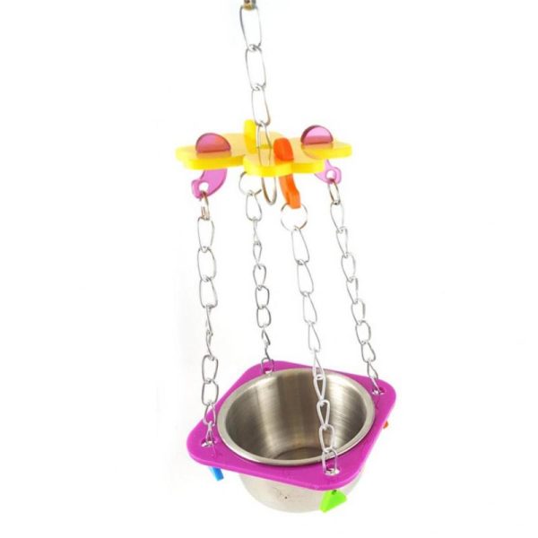 Birds |   Fashion Interesting Parrot Bird Food Water Bowl Pot Practical Swing Hanging Pet Chain Toys Birds Birds