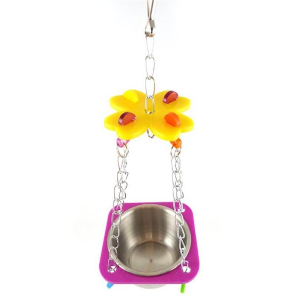 Birds |   Fashion Interesting Parrot Bird Food Water Bowl Pot Practical Swing Hanging Pet Chain Toys Birds Birds