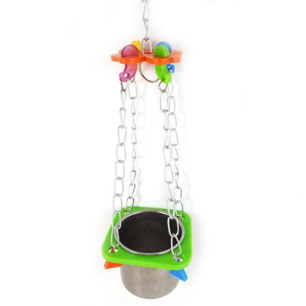 Birds |   Fashion Interesting Parrot Bird Food Water Bowl Pot Practical Swing Hanging Pet Chain Toys Birds Birds