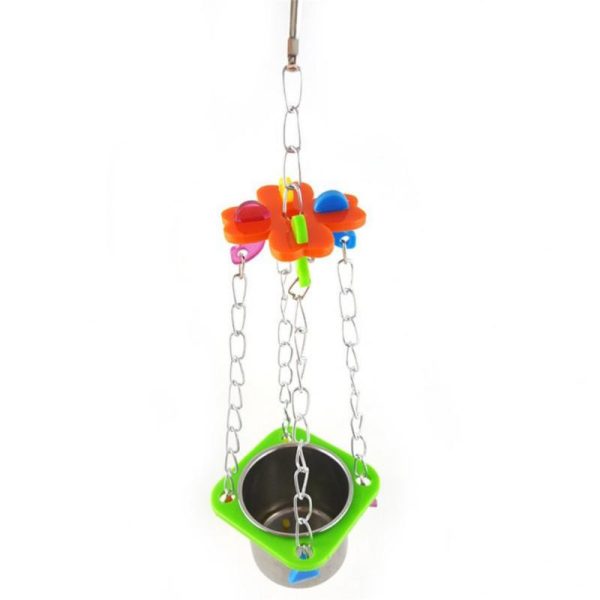 Birds |   Fashion Interesting Parrot Bird Food Water Bowl Pot Practical Swing Hanging Pet Chain Toys Birds Birds