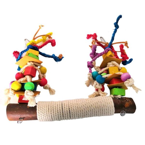 Birds |   Parrot Chew Toy Bird Perch Leather Colorful Building Block Cotton Rope Big Swing For Pet Bird Birds Birds