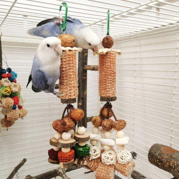 Birds |   Parrot Hanging Chewing Toys Corn Cob Rattan Ball Molar Treats Toy Bird Cage Accessories For Relieve Birds Birds