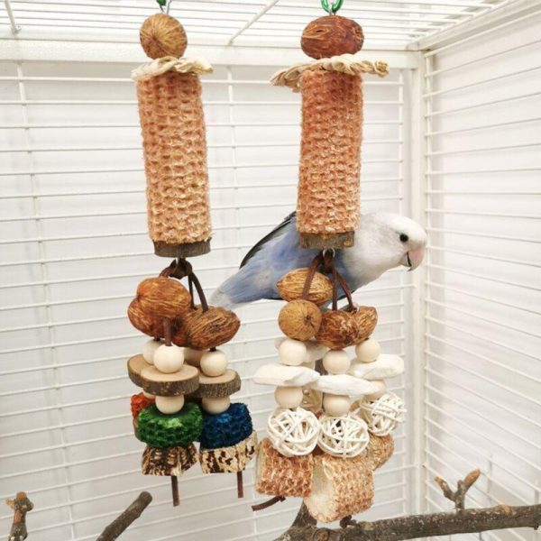 Birds |   Parrot Hanging Chewing Toys Corn Cob Rattan Ball Molar Treats Toy Bird Cage Accessories For Relieve Birds Birds