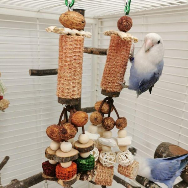 Birds |   Parrot Hanging Chewing Toys Corn Cob Rattan Ball Molar Treats Toy Bird Cage Accessories For Relieve Birds Birds