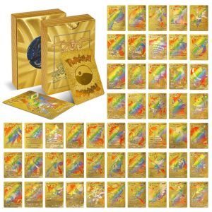 Board Games |   27-54Pcs/Set Pokemon Cards Metal Gold Vmax Gx Energy Card Charizard Pikachu Rare Collection Battle Trainer Card Kid Toy Gift Board Games Board Games