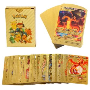 Board Games |   Pokemon Cards Metal Gold Box Vmax Gx English Spanish Card Charizard Pikachu Rare Collection Battle Golden Card Child Toys Board Games Board Games