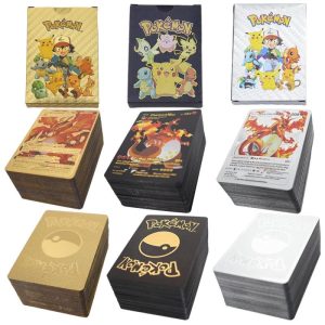 Board Games |   Pokemon Cards Metal Gold Sliver Spanish Vmax Gx Energy Card Charizard Pikachu Rare Collection Battle Trainer Boys Gift Board Games Board Games