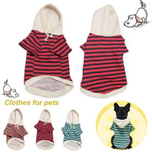 Dogs |   Pet Hoodie Stripes Pattern Keep Warmth Soft Texture Warm Dogs Hooded Sweatshirt Dogs Dogs