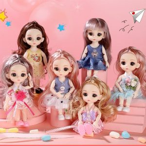 Dolls & Accessories |   17cm  Mini Movable 23Jointed Doll Girls Toy 3D Big Eyes Bjd Princess Full Outfits Dresses Collection Childrens Doll Gift Dolls & Accessories Dolls & Accessories