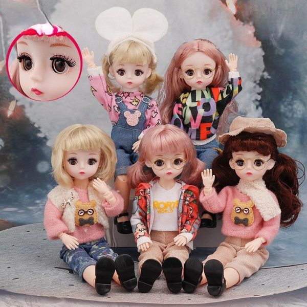 Dolls & Accessories |   30cm  Mini Movable 23Jointed Doll Girls Toy 3D Big Eyes Bjd Princess Full Outfits Dresses Collection Childrens Doll Gift Dolls & Accessories Dolls & Accessories