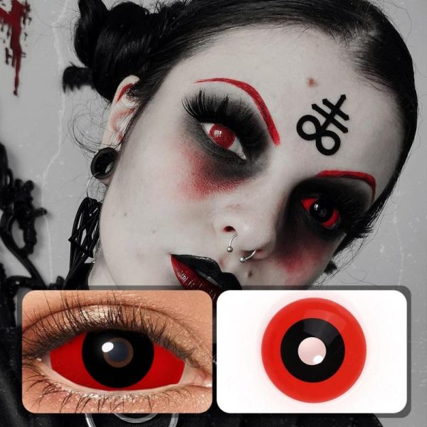 Eye Care Products |   22Mm Red And Black Sclera Contacts Vampire Halloween Contact Lenses Scary Cosplay Eye Contacts Full Eye Eye Care Products