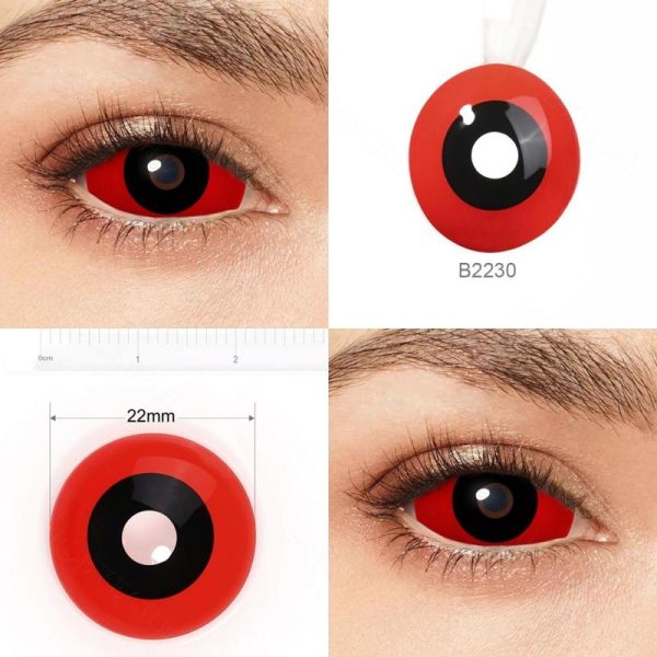 Eye Care Products |   22Mm Red And Black Sclera Contacts Vampire Halloween Contact Lenses Scary Cosplay Eye Contacts Full Eye Eye Care Products