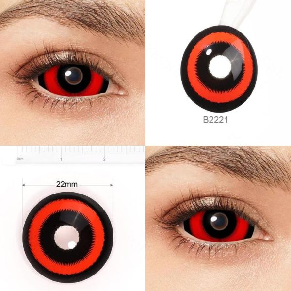 Eye Care Products |   22Mm Red And Black Sclera Contacts Vampire Halloween Contact Lenses Scary Cosplay Eye Contacts Full Eye Eye Care Products