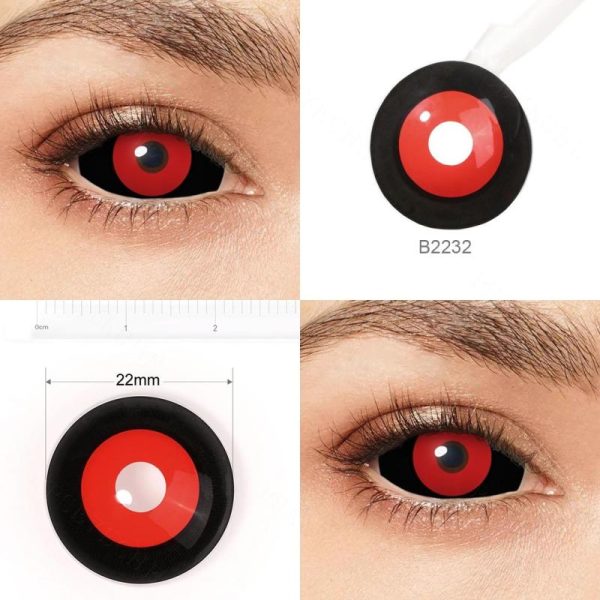 Eye Care Products |   22Mm Red And Black Sclera Contacts Vampire Halloween Contact Lenses Scary Cosplay Eye Contacts Full Eye Eye Care Products