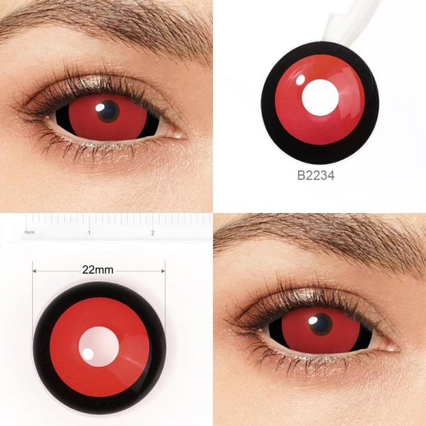 Eye Care Products |   22Mm Red And Black Sclera Contacts Vampire Halloween Contact Lenses Scary Cosplay Eye Contacts Full Eye Eye Care Products