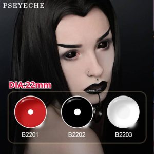 Eye Care Products |   22Mm Sclera Lenses All Black 1Pair Halloween Contact Lenses Cosplay Lenses White Lens Red Mesh Full Eye Crazy Lenses Accessories Eye Care Products Eye Care Products