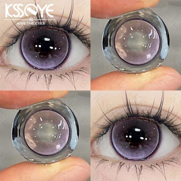 Eye Care Products |   Ksseye 2Pcs Color Contact Lens With Grade Purple Blue 1 Year  Myopia Contact Lenses Beauty Eyes Cosmetic Soft Lenses Eye Care Products Eye Care Products