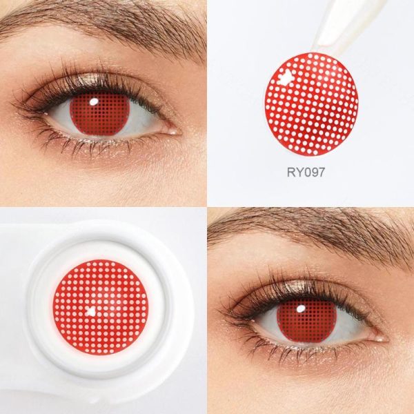 Eye Care Products |   Pseyeche Spider Web Halloween Contact Lenses White Mesh Cosplay Contact Lenses Red Crack Crazy Lenses For Anime Accessories Eye Care Products Eye Care Products