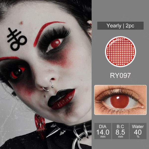 Eye Care Products |   Pseyeche Spider Web Halloween Contact Lenses White Mesh Cosplay Contact Lenses Red Crack Crazy Lenses For Anime Accessories Eye Care Products Eye Care Products