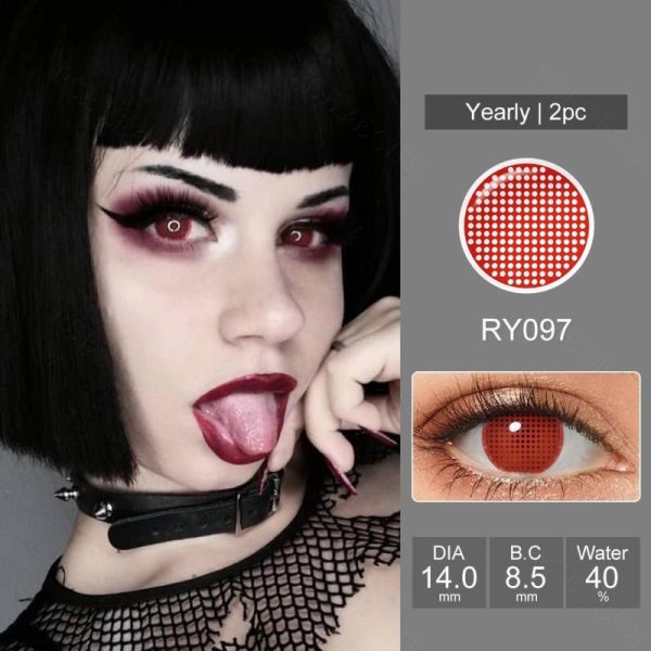 Eye Care Products |   Pseyeche Spider Web Halloween Contact Lenses White Mesh Cosplay Contact Lenses Red Crack Crazy Lenses For Anime Accessories Eye Care Products Eye Care Products