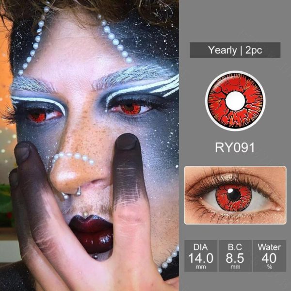 Eye Care Products |   Pseyeche Spider Web Halloween Contact Lenses White Mesh Cosplay Contact Lenses Red Crack Crazy Lenses For Anime Accessories Eye Care Products Eye Care Products