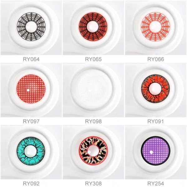 Eye Care Products |   Pseyeche Spider Web Halloween Contact Lenses White Mesh Cosplay Contact Lenses Red Crack Crazy Lenses For Anime Accessories Eye Care Products Eye Care Products