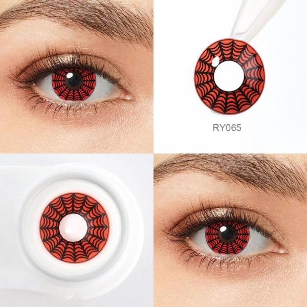 Eye Care Products |   Pseyeche Spider Web Halloween Contact Lenses White Mesh Cosplay Contact Lenses Red Crack Crazy Lenses For Anime Accessories Eye Care Products Eye Care Products