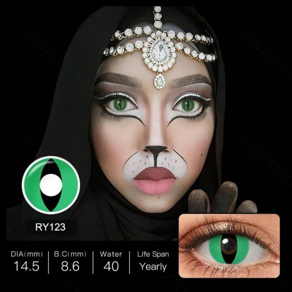 Eye Care Products |   Pseyeche White Cat Eye Cosplay Contact Lenses Brown Leopard Print Cat Eye Contacts Halloween Contact Lenses Anime Accessories Eye Care Products Eye Care Products