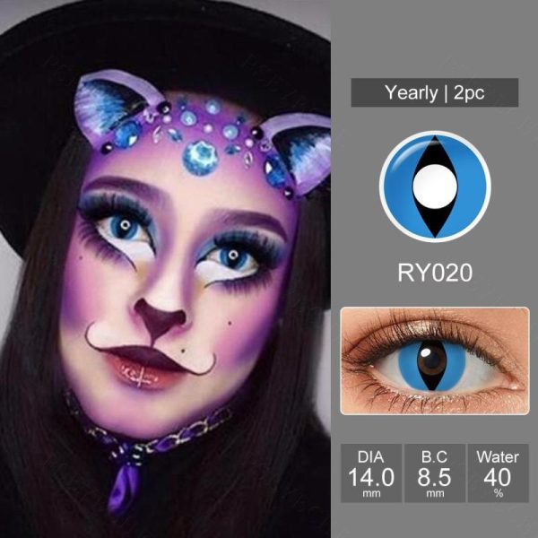 Eye Care Products |   Pseyeche White Cat Eye Cosplay Contact Lenses Brown Leopard Print Cat Eye Contacts Halloween Contact Lenses Anime Accessories Eye Care Products Eye Care Products