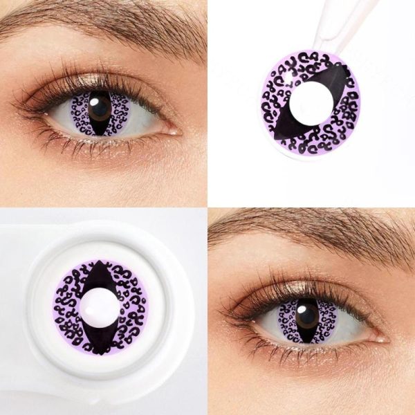 Eye Care Products |   Pseyeche White Cat Eye Cosplay Contact Lenses Brown Leopard Print Cat Eye Contacts Halloween Contact Lenses Anime Accessories Eye Care Products Eye Care Products