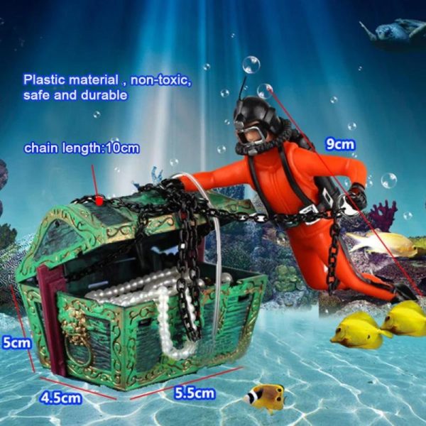 Fish & Aquatic Pets |   Aquarium Floating Diver Ornament Aquarium Decoration With Moving Treasure Chest Floating Diver Fish & Aquatic Pets Fish & Aquatic Pets