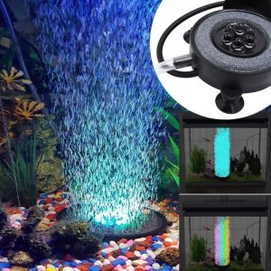 Fish & Aquatic Pets |   Multicolor Changing  Led Aquarium Air Stone Disk Round Fish Tank Bubbler With Auto Led Light Bubble Fish & Aquatic Pets Fish & Aquatic Pets