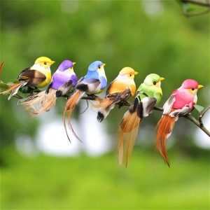 Green & Landscaping |   12Pcs/Set Artificial Simulation Feather Bird Figures Miniature Animal Model Craft Decor Simulation Parrots Green & Landscaping Green & Landscaping