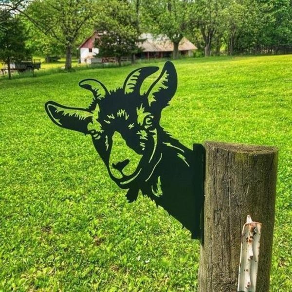 Green & Landscaping |   Metal Peeping Cow Outdoor Patio Ornament  Garden Fence Decoration Green & Landscaping Green & Landscaping