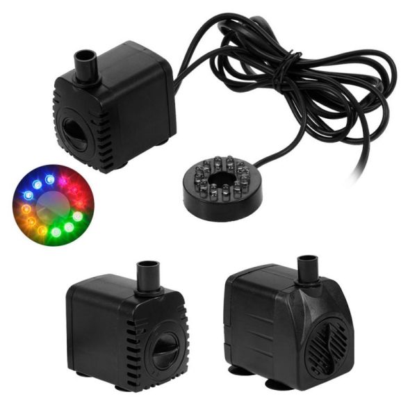 Green & Landscaping |   Ultra-Quiet Submersible Water Pump With 12 Led Lights Aquarium Water Fountain Pump Filter Fish Tank Pond Led Water Pump Ip68 Waterproof Green & Landscaping Green & Landscaping