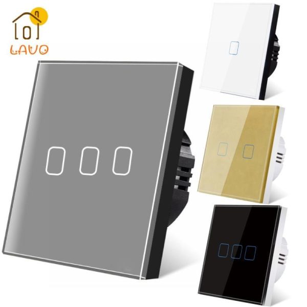 Home Appliances |   1/2/3Gang Eu/Uk Light Touch Switch Tempered Glass Panel Wall Switch Single Fire Wire Control Easy To Clean Switch Home & Kitchen Home Appliances