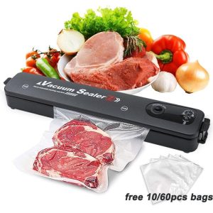 Home Appliances |   220V/110V Food Vacuum Sealer Free 10 Vacuum Bags Plastic Sealer Household Small Food Packaging Automatic Sealer Home & Kitchen Home Appliances