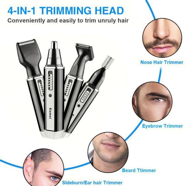 Home Appliances |   4 In 1 Usb Rechargeable Professional Nose Ear Hair Trimmer For Men Electric Nostril Nasal Clipper Home & Kitchen Home Appliances