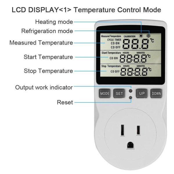 Home Appliances |   Digital Temperature Controller Power Socket Outlet Eu Plug Thermostat With Timer Switch Sensor Probe Heating Cooling Home & Kitchen Home Appliances