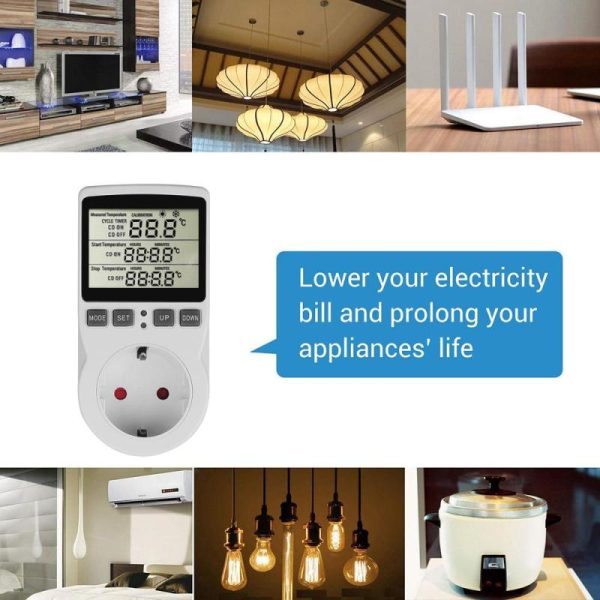 Home Appliances |   Digital Temperature Controller Power Socket Outlet Eu Plug Thermostat With Timer Switch Sensor Probe Heating Cooling Home & Kitchen Home Appliances