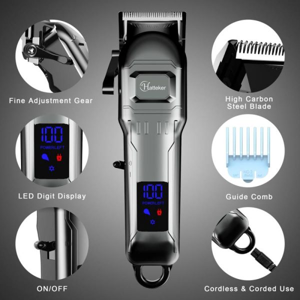 Home Appliances |   Hatteker Electric Hair Clipper Professional Mens Hair Trimmer Baber Usb Cordless Hair Machine Home & Kitchen Home Appliances