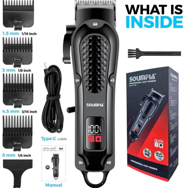 Home Appliances |   Solimpia Hair Clippers Cordless Beard Trimmer For Men Professional Hair Trimmer Electric Barber Clippers Grooming Kit For Hair Home & Kitchen Home Appliances