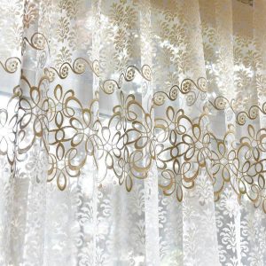 Home Decor |   1Pc Romantic Floral Sheer Tulle Curtains For Living Room Window Curtains Home & Kitchen Home Decor