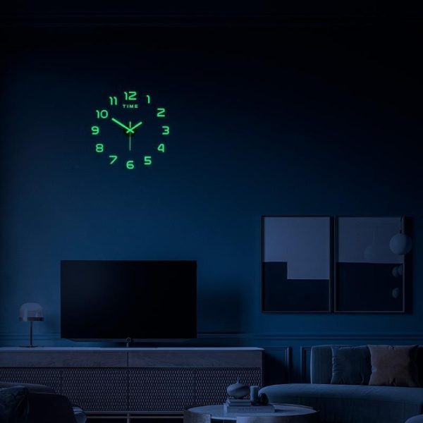 Home Decor |   40cm  Luminous Wall Clock Large Watch Horloge 3D Diy Acrylic Mirror Stickers Quartz Duvar Saat Klock Modern Mute Home & Kitchen Home Decor