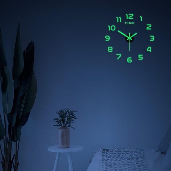 Home Decor |   40cm  Luminous Wall Clock Large Watch Horloge 3D Diy Acrylic Mirror Stickers Quartz Duvar Saat Klock Modern Mute Home & Kitchen Home Decor