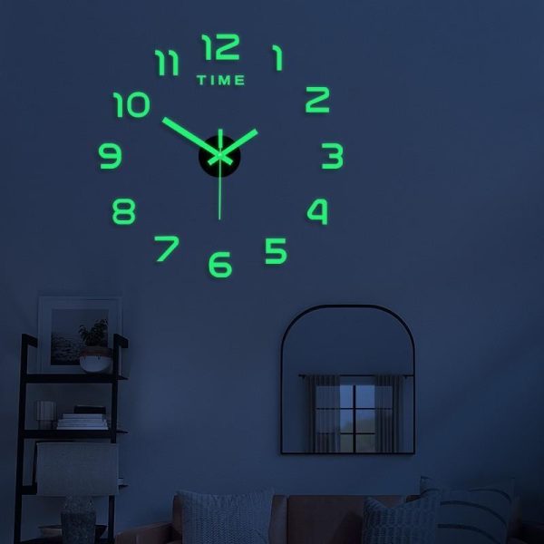 Home Decor |   40cm  Luminous Wall Clock Large Watch Horloge 3D Diy Acrylic Mirror Stickers Quartz Duvar Saat Klock Modern Mute Home & Kitchen Home Decor