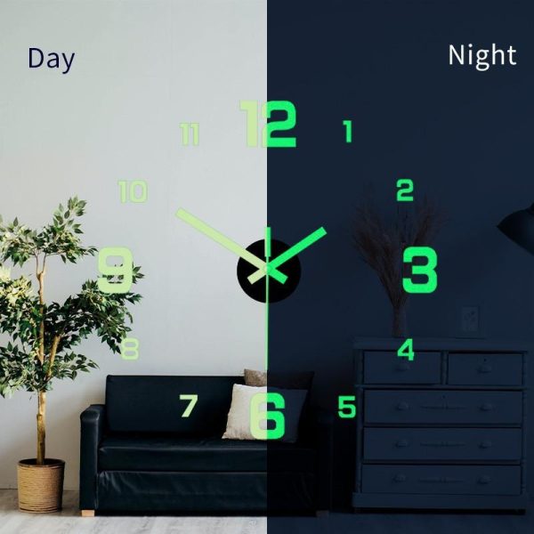 Home Decor |   40cm  Luminous Wall Clock Large Watch Horloge 3D Diy Acrylic Mirror Stickers Quartz Duvar Saat Klock Modern Mute Home & Kitchen Home Decor