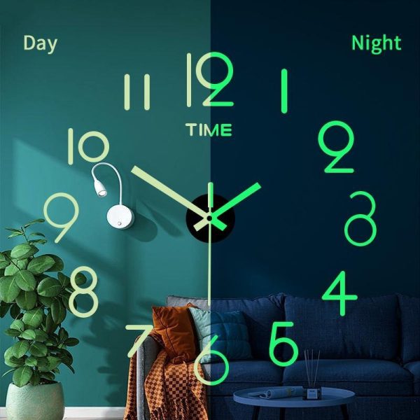 Home Decor |   40cm  Luminous Wall Clock Large Watch Horloge 3D Diy Acrylic Mirror Stickers Quartz Duvar Saat Klock Modern Mute Home & Kitchen Home Decor