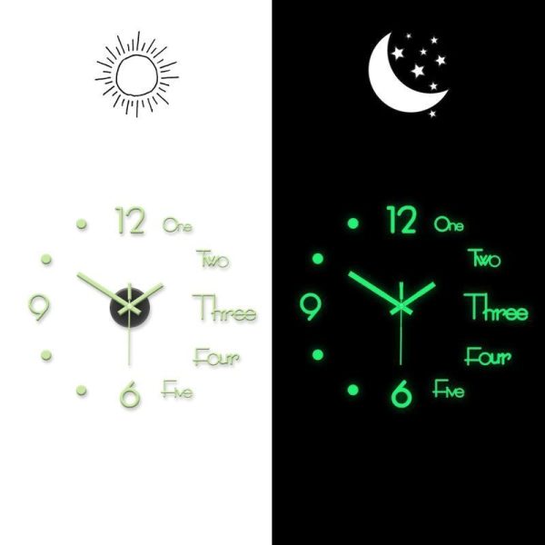 Home Decor |   40cm  Luminous Wall Clock Large Watch Horloge 3D Diy Acrylic Mirror Stickers Quartz Duvar Saat Klock Modern Mute Home & Kitchen Home Decor